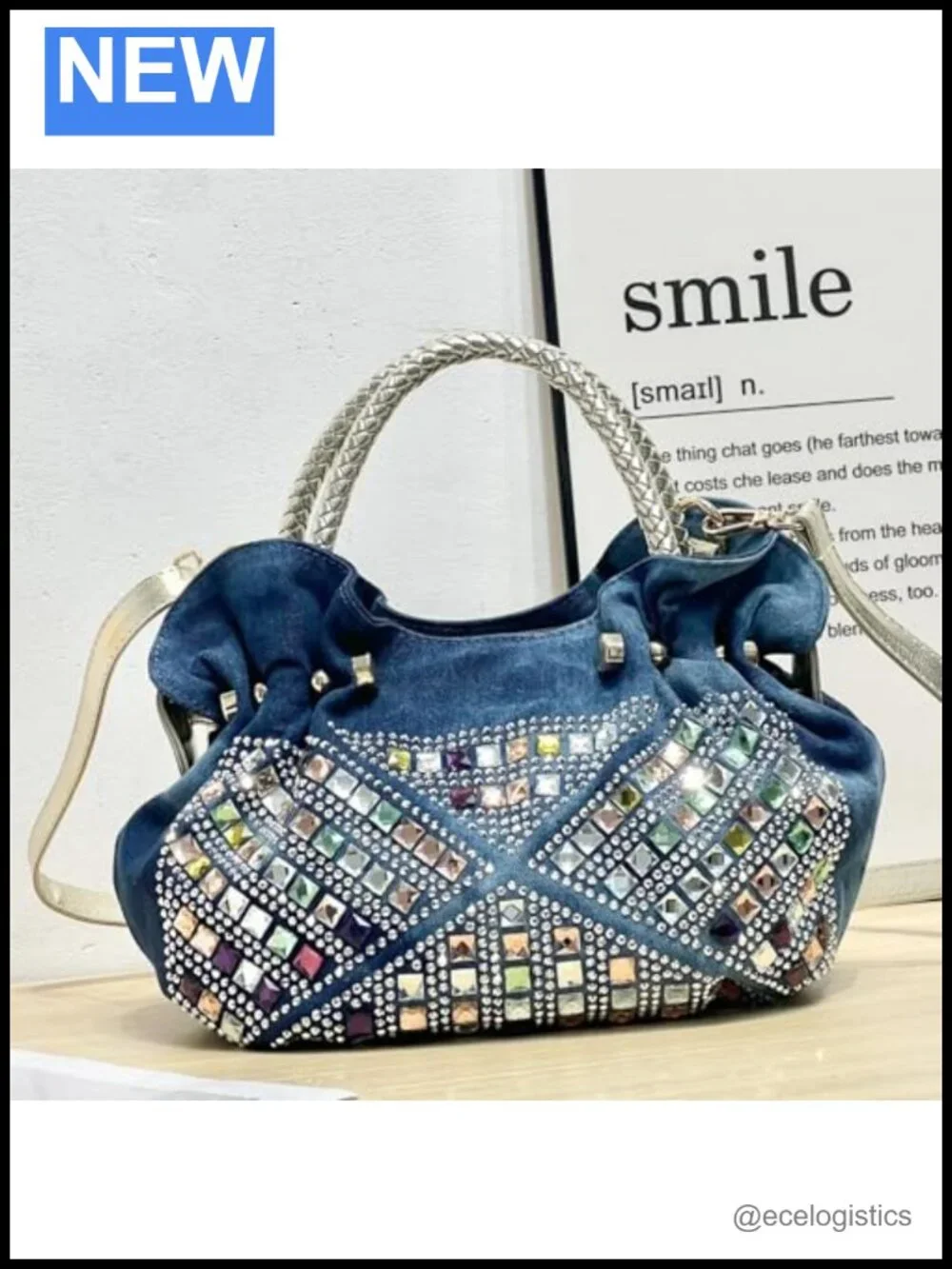 Denim Tote Bag for Women Shoulder Handbag Soft Vintage Travel Shopping